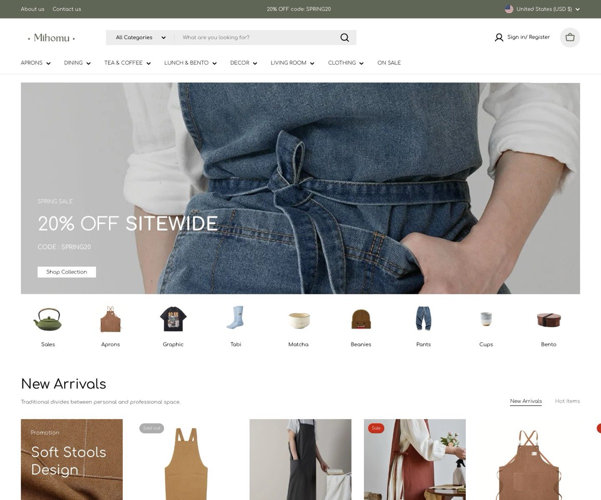 Mihomu, Japanese homeware and clothing on Shopify. Designed and grown by Qube: homepage